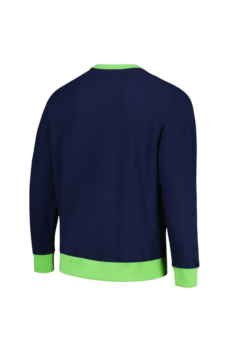 Tommy Hilfiger Men's Tommy Hilfiger College Navy Seattle Seahawks Reese Raglan Tri-Blend Pullover Sweatshirt, Alternate, color, Navy