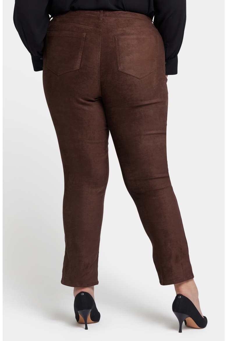 Sheri Slim Faux Suede Pants, Alternate, color, DARK CHOCOLATE