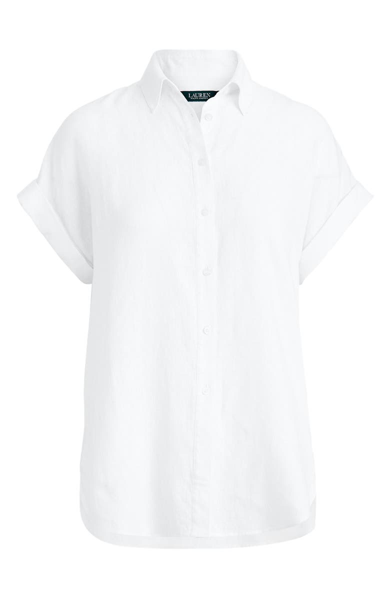 Lauren Ralph Lauren Short Sleeve Linen Button-Up Shirt, Alternate, color,