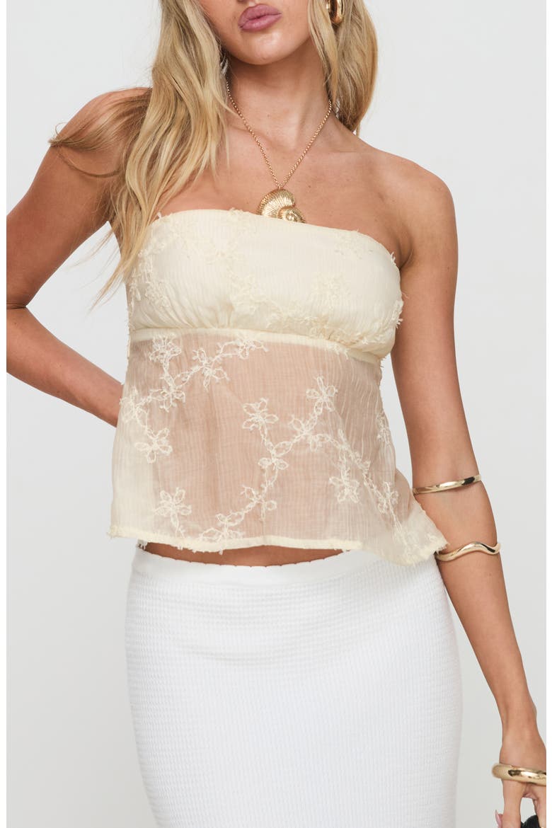 Quinnie Embroidered Strapless Top, Main, color, CREAM
