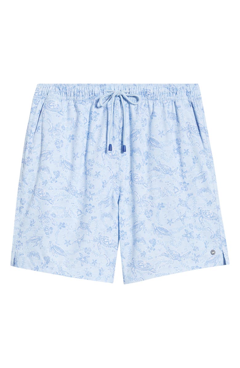 Peter Millar Oahu Turtle Print Swim Trunks, Alternate, color, Stream Blue