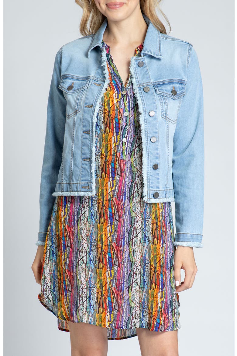 Frayed Denim Jacket, Main, color, LIGHT INDIGO