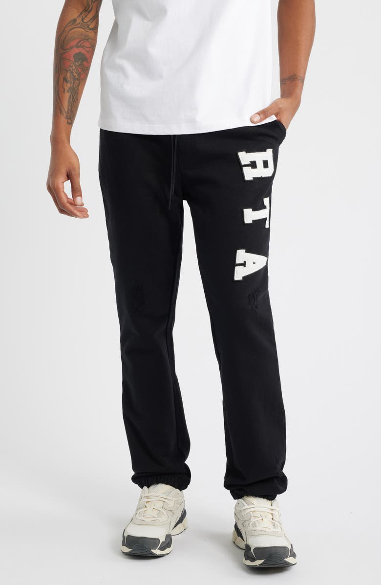 RtA Owen Cotton Drawstring Joggers, Main, color, Black Collegiate