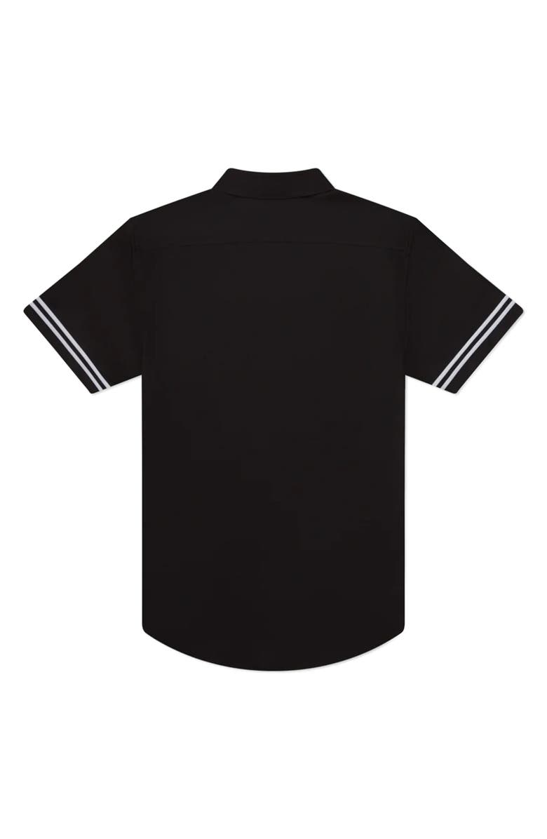 MAVRANS Tailored Fit Black Game Waterproof Short Sleeve Performance Button-Up Shirt, Alternate, color, Black