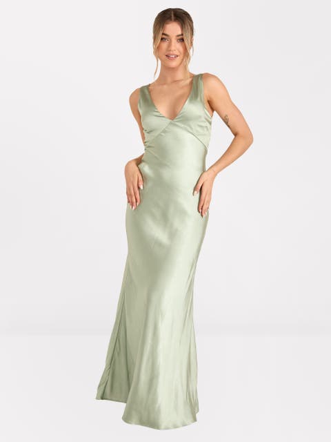 Twist Back Satin Bridesmaid Dress