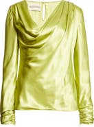 Valentino Draped Cowl Neck Silk Top