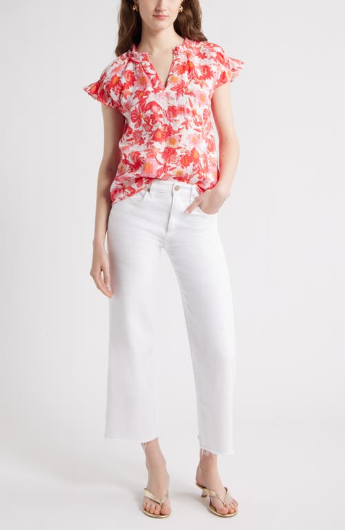 Caslon ® Ruffle Cotton Gauze Top In Multi