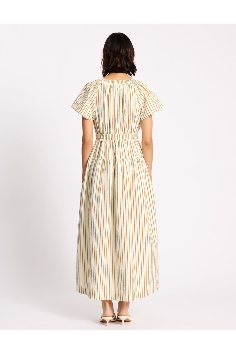 Stripe V-Neck Maxi Dress, Alternate, color, Neutral