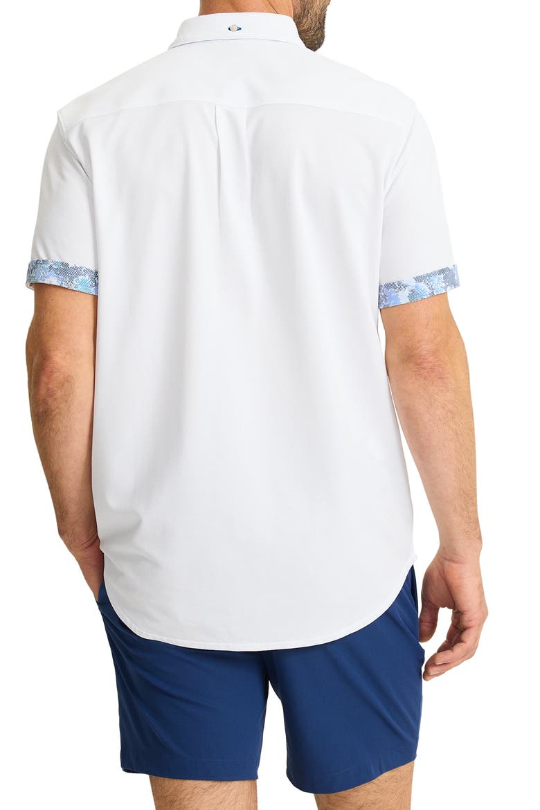 San Lucio Valega Happy Hour IslandZone® Short Sleeve Cotton Blend Button-Up Shirt, Alternate, color, WHITE