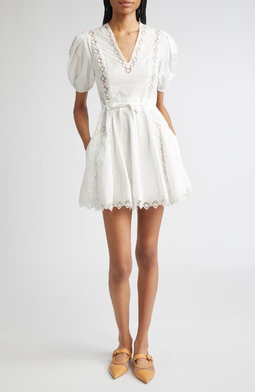 Ulla Johnson Camilla Mesh Detail Cotton Minidress In White