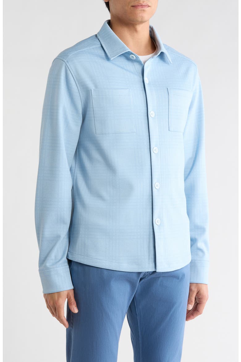 Upton Plaid Double Knit Overshirt, Alternate, color, POWDER BLUE