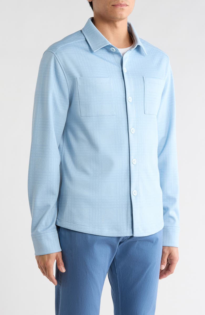 Robert Barakett Upton Plaid Double Knit Overshirt, Alternate, color, Powder Blue