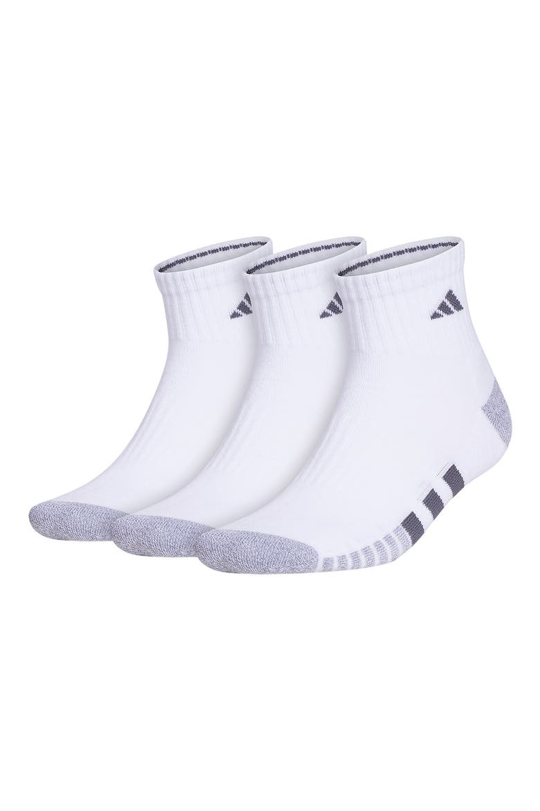 Pack of 3 Cushioned Quarter Socks, Main, color, WHITE/ GREY/ GREY