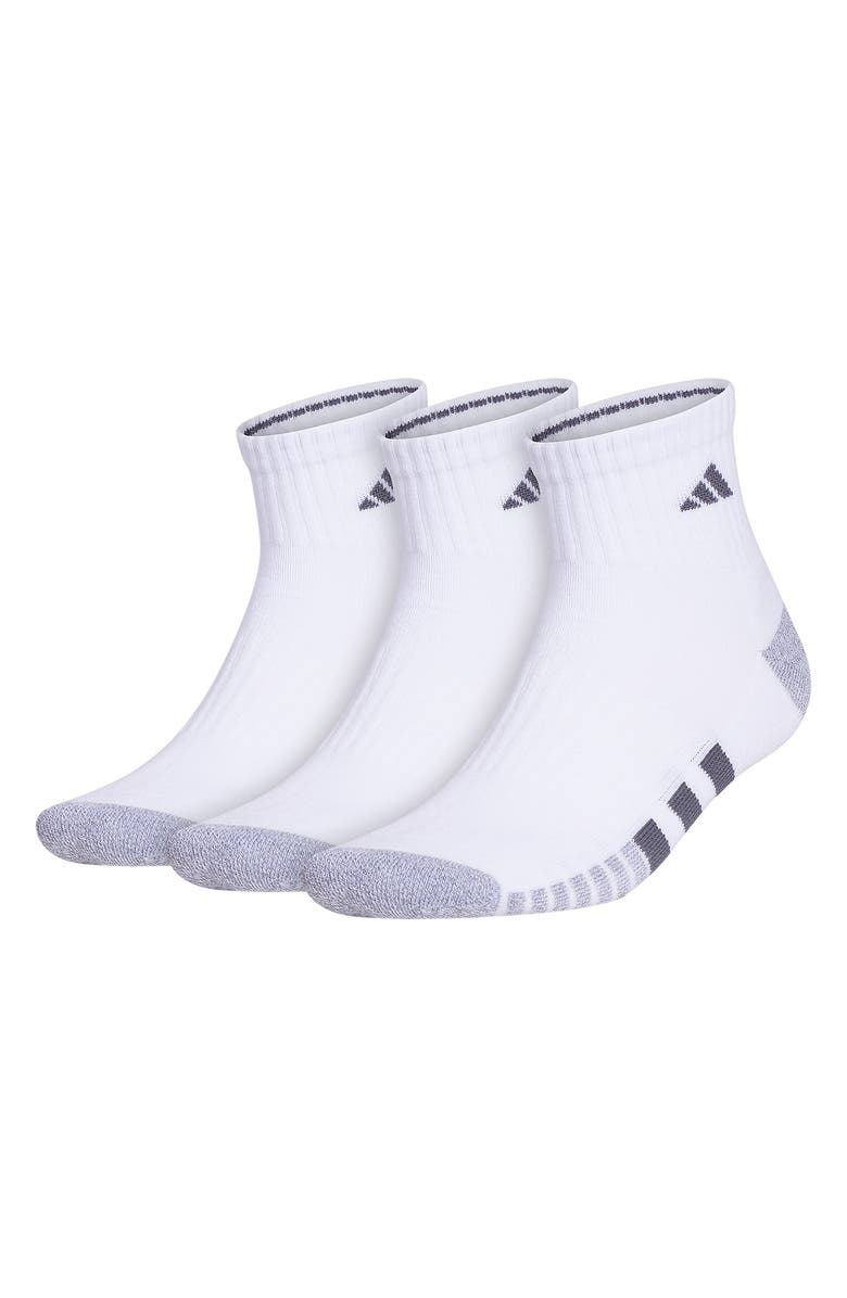 adidas Pack of 3 Cushioned Quarter Socks, Main, color, White/ Grey/ Grey
