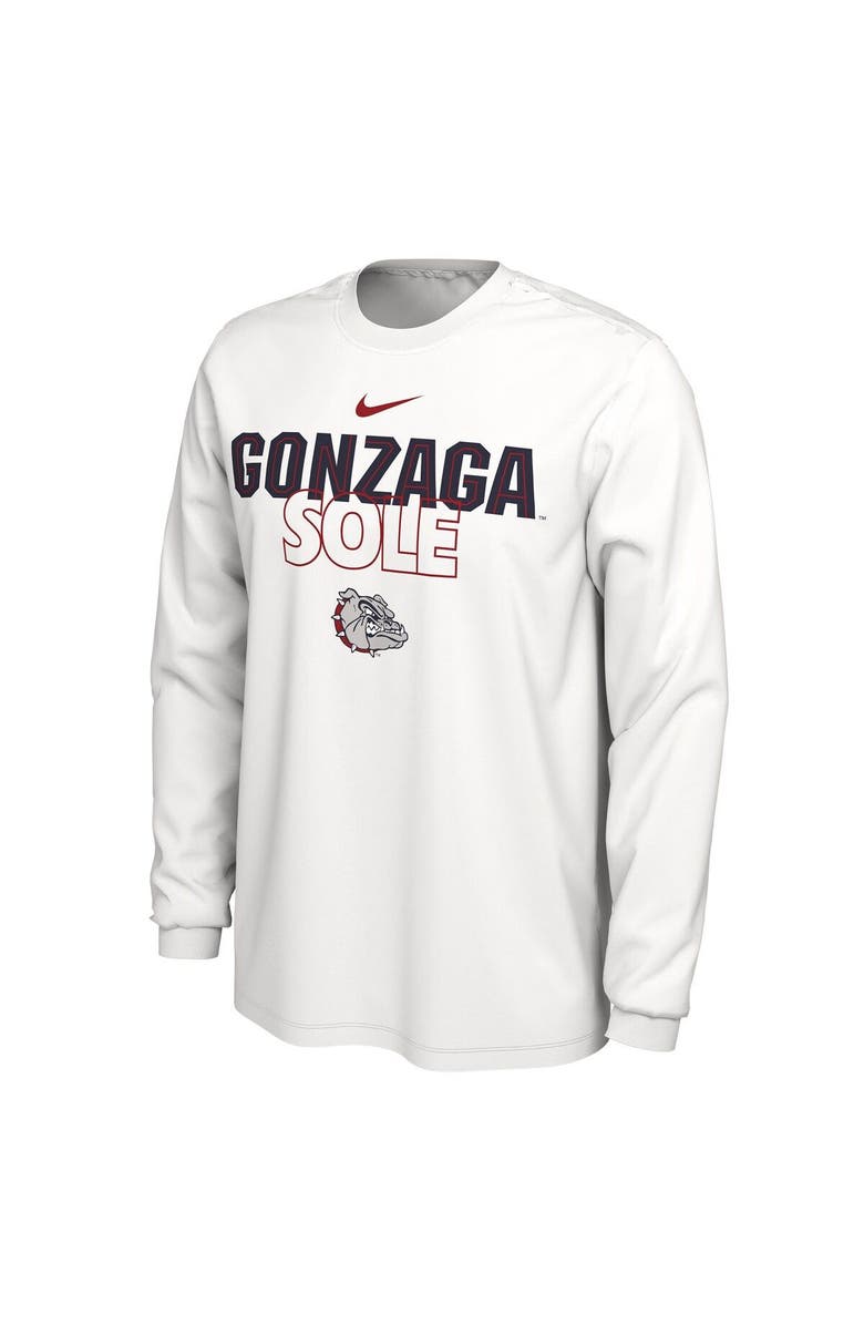 Nike White Gonzaga Bulldogs 2023 On Court Bench Long Sleeve T-Shirt, Alternate, color, 