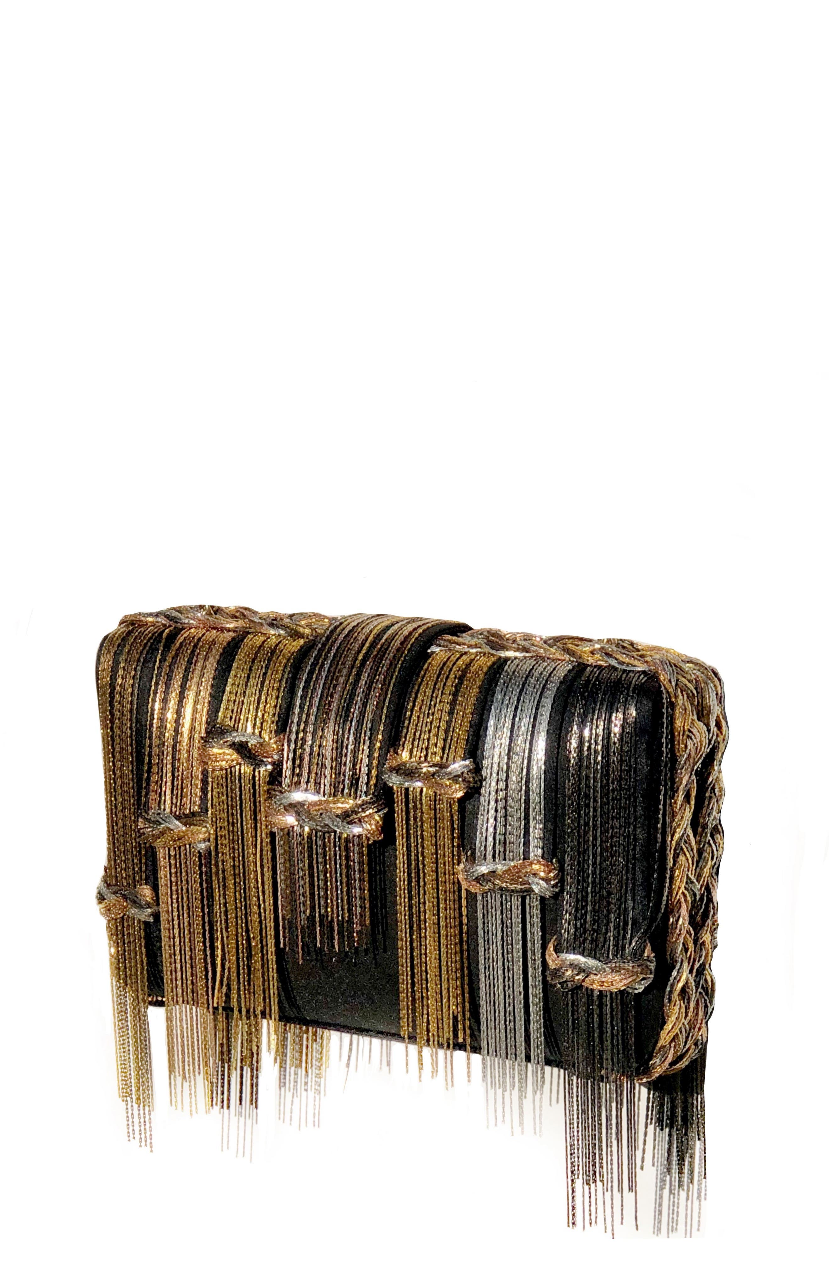 Simitri Tassy Clutch, Alternate, color, Metallic Gold