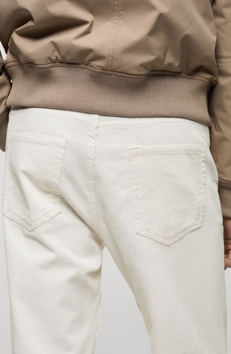 MANGO Regular Fit Straight Leg Corduroy Pants, Alternate, color, Off White