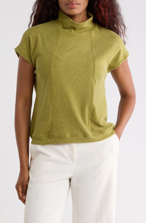 Heather Knit Funnel Neck Top