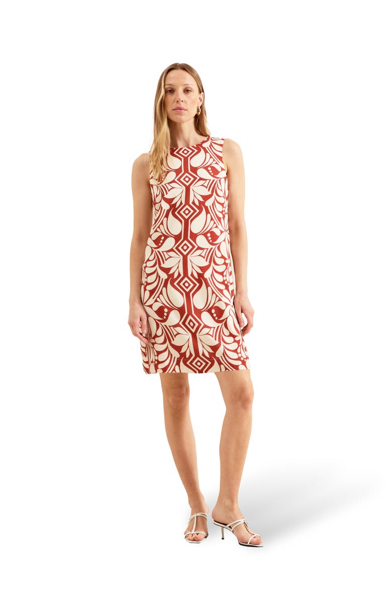 Ro&Zo Tile Printed Shift Dress, Main, color, Brown