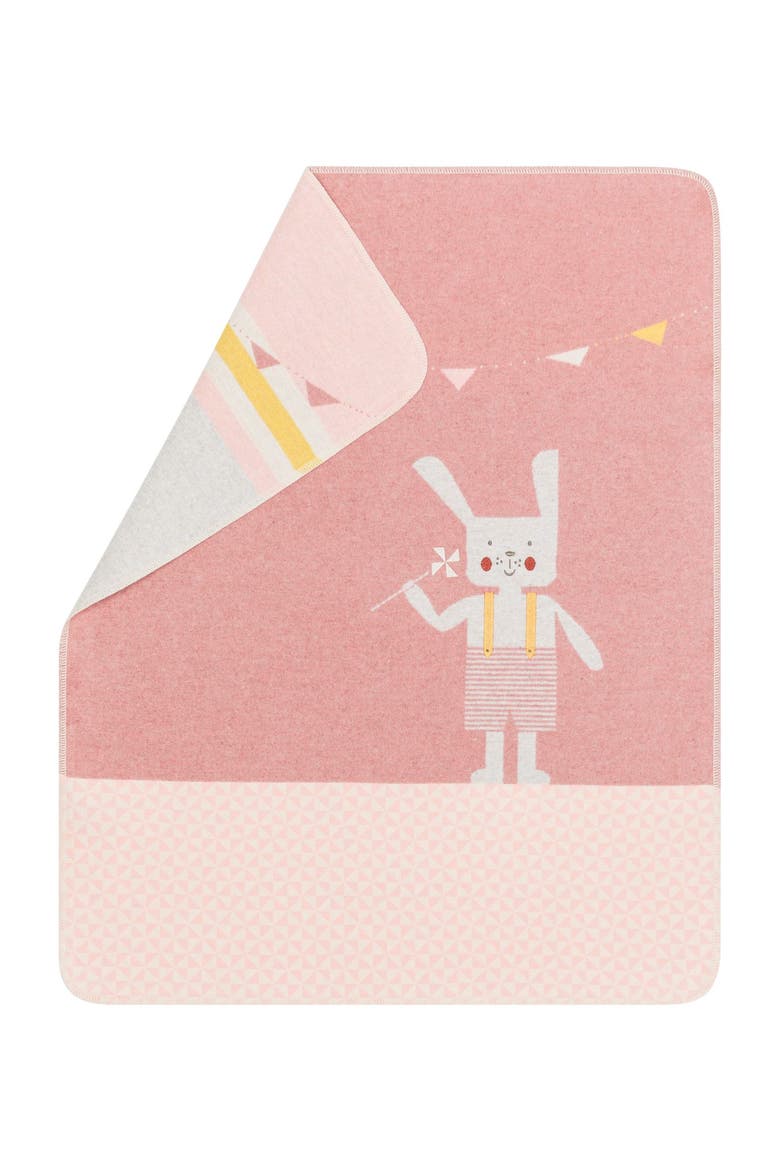 Juwel Bunnyrabbit With Embroidery Baby Blanket, Main, color, Rouge