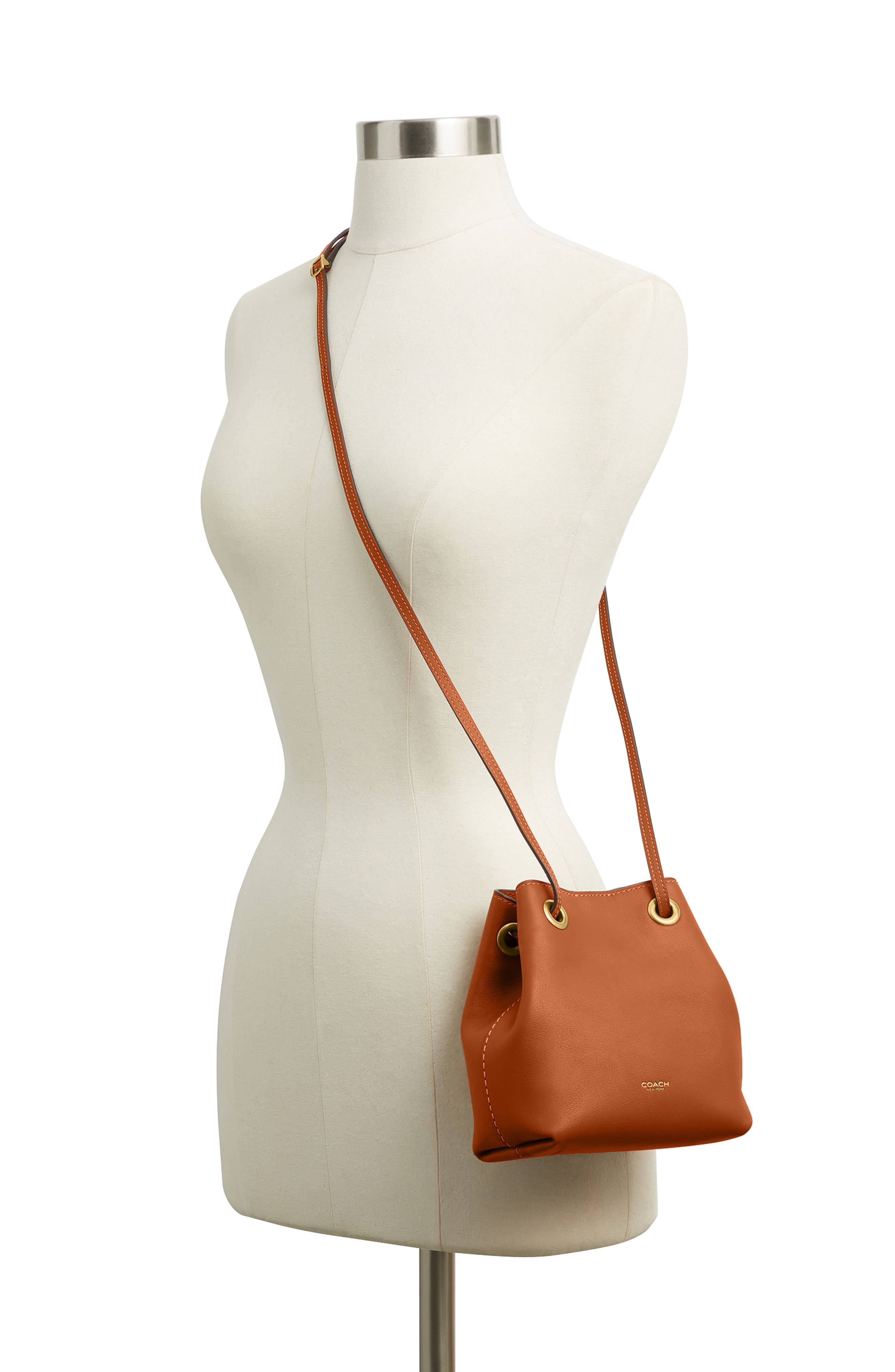 Jade Drawstring Bucket Bag, Alternate, color, AMBER BROWN