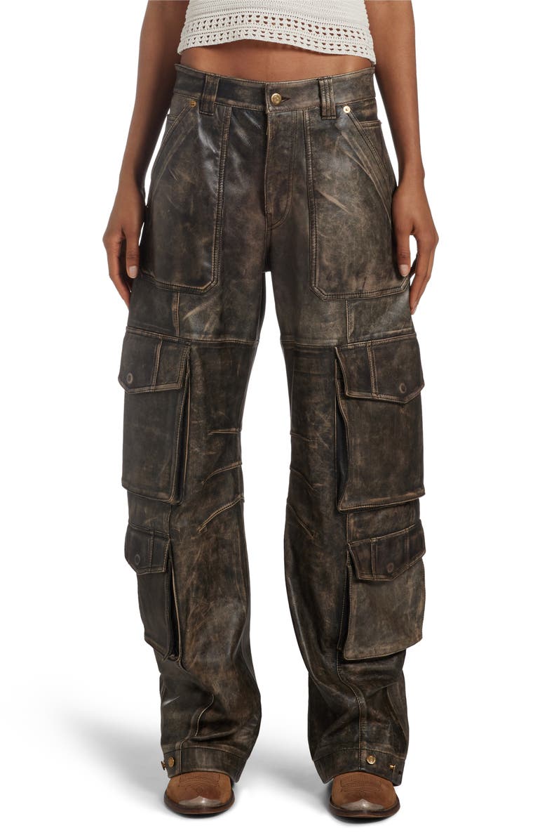 Golden Goose Leather Cargo Pants, Main, color, 