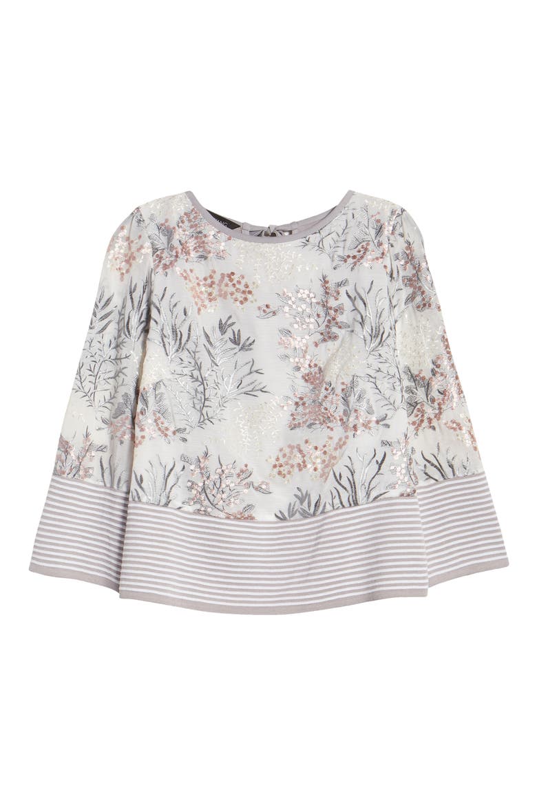 Floral Embroidery Knit Top, Alternate, color, WT/ STRELG/ SUGAR