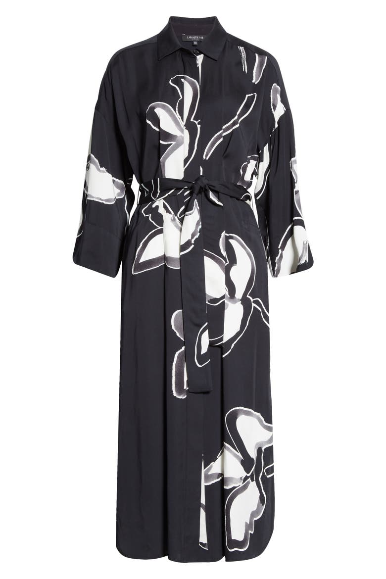Rhodes Floral Midi Shirtdress, Alternate, color, BLACK MULTI
