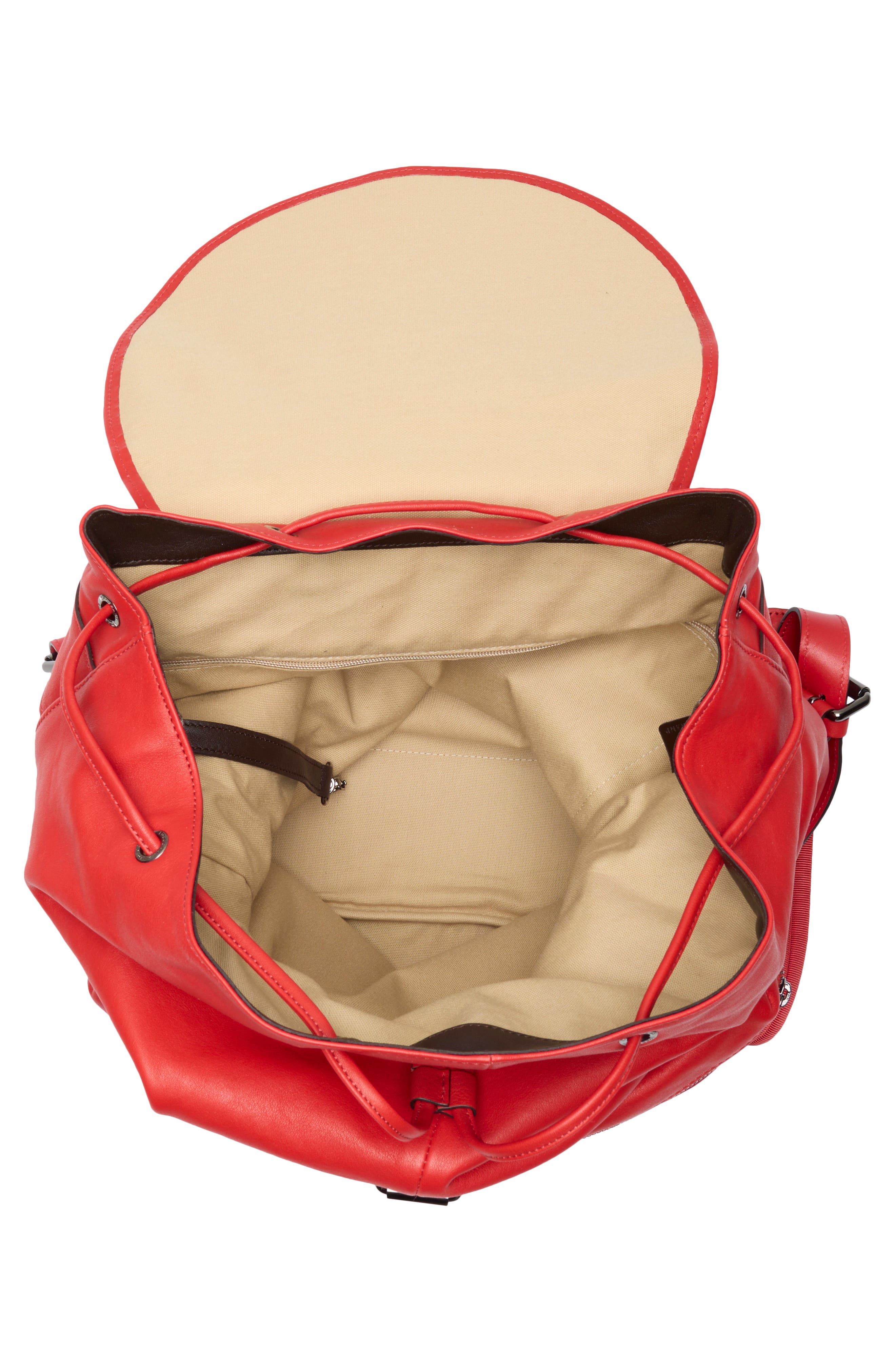 Longchamp 3D Leather Backpack, Alternate, color, Vermilion