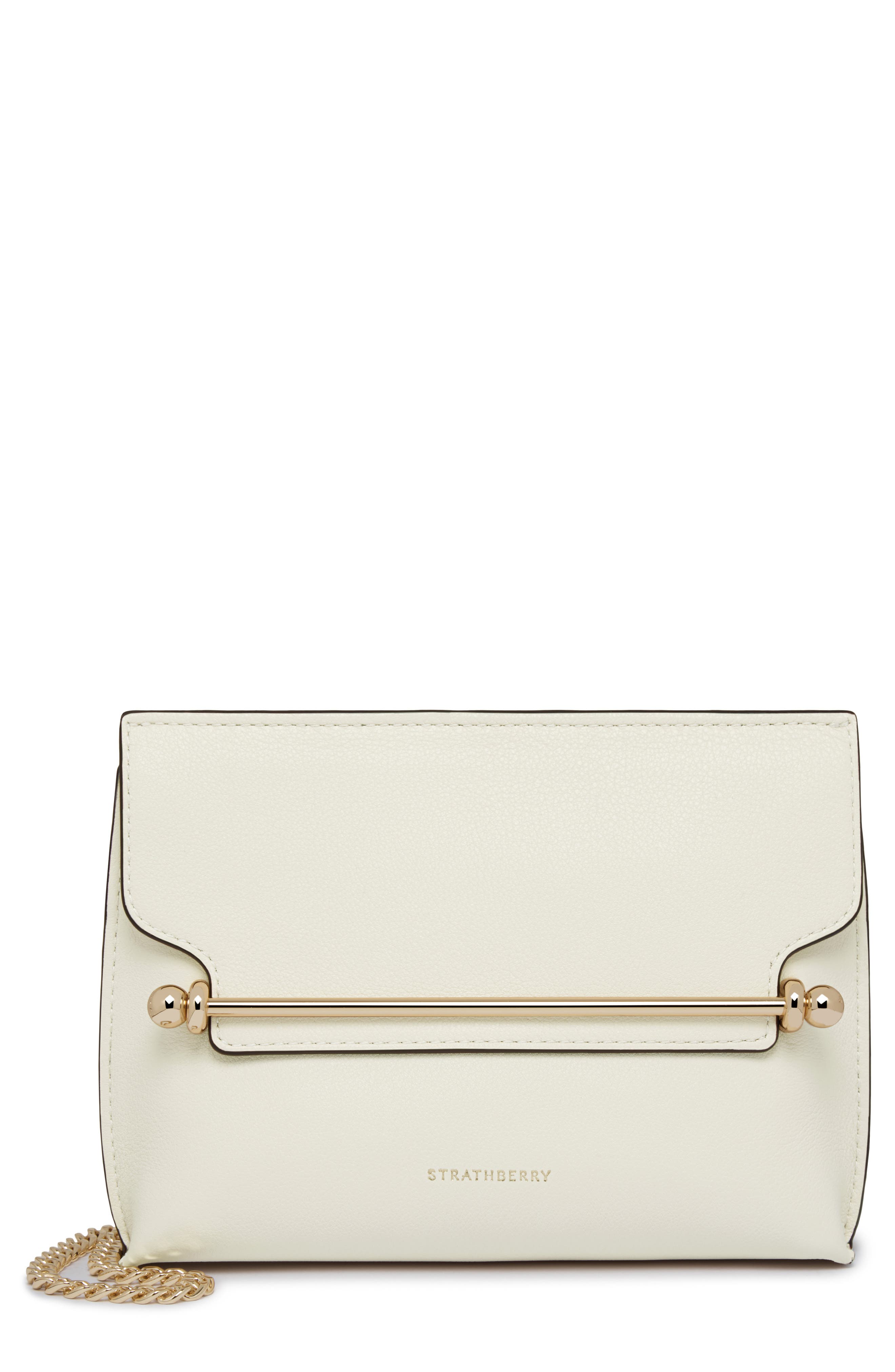 Strathberry Mini Stylist Leather Crossbody Bag, Main, color, Vanilla