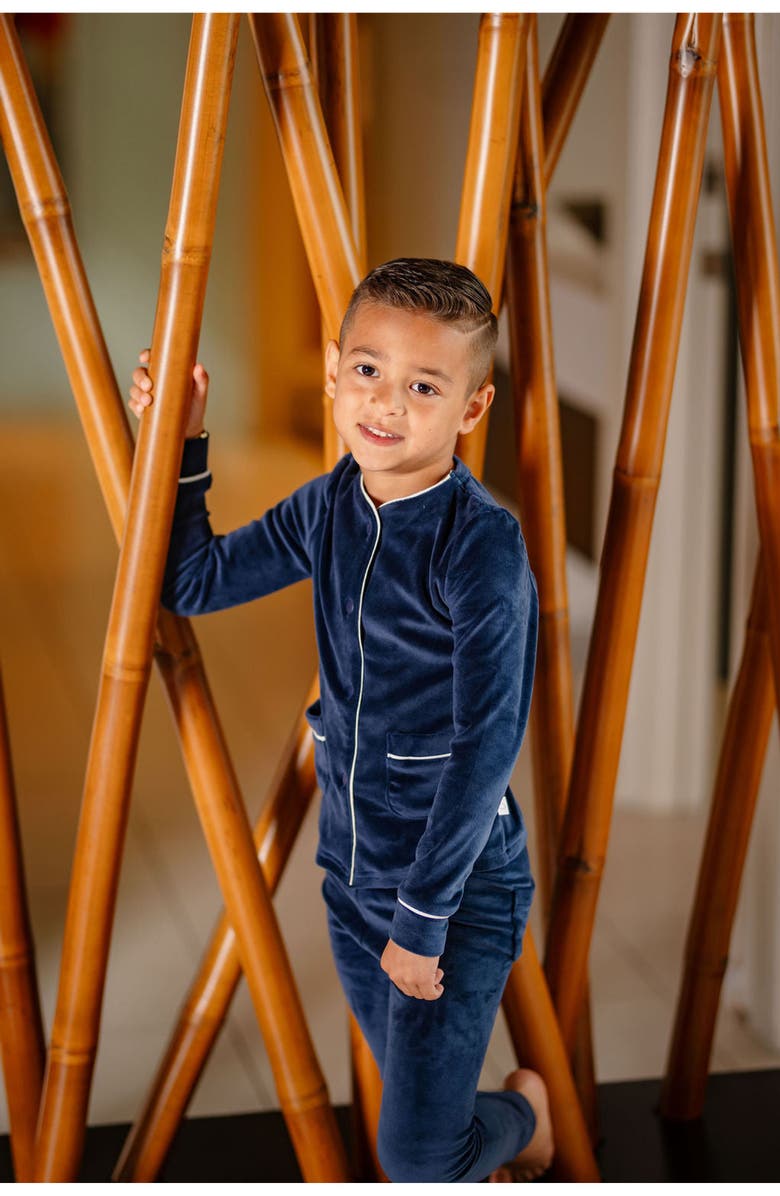 Pouf Boys Velour PJ, Alternate, color, Navy