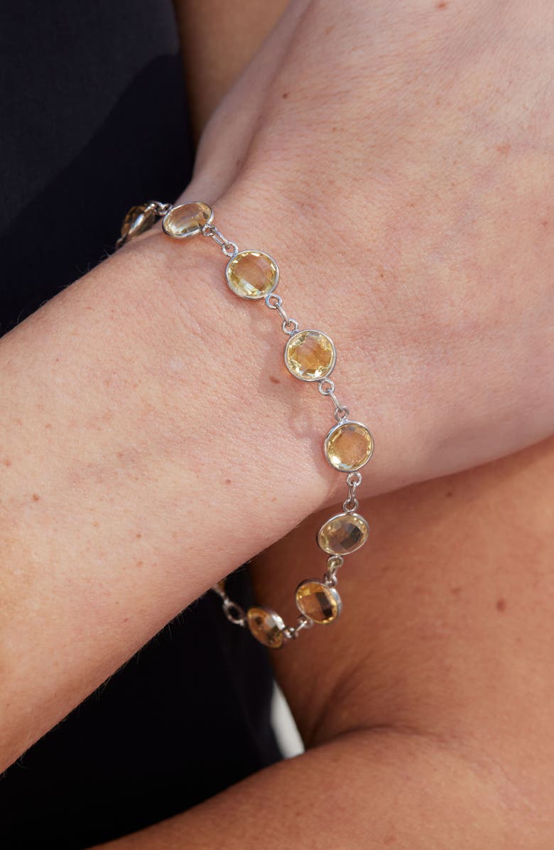 SAVVY CIE JEWELS Amethyst Station Chain Bracelet, Alternate, color, Silver