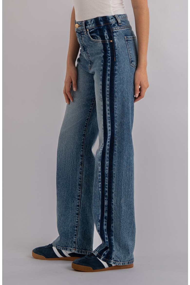 Sienna Side Stripe High Waist Straight Leg Jeans, Alternate, color, BRILLIANTLY W/M