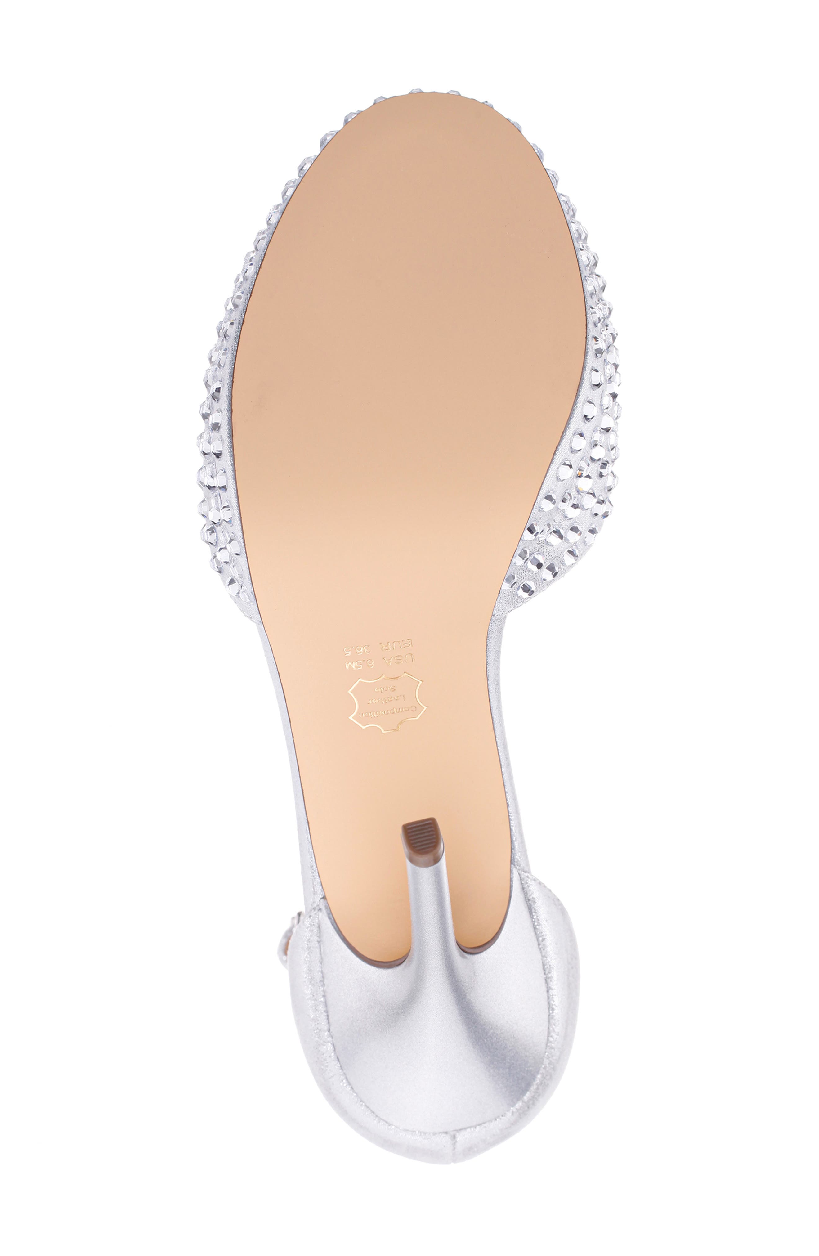 Nina Francia Crystal Ankle Strap Stiletto Sandal, Alternate, color, True Silver