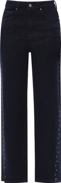 Bayeas High Waist Straight Leg Two-Tone Jeans