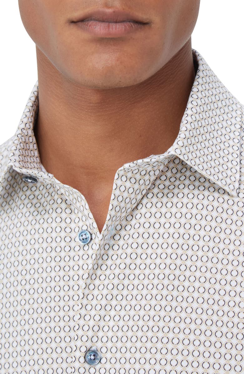 Bugatchi James OoohCotton<sup>®</sup> Geo Print Button-Up Shirt, Alternate, color, Dijon