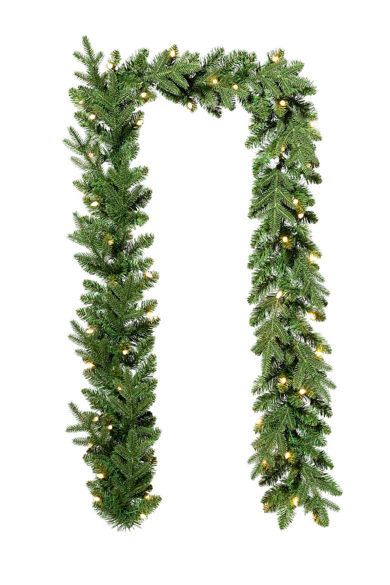 9ft Pre-Lit Artificial Christmas Garlands with Timer, Alternate, color, Green
