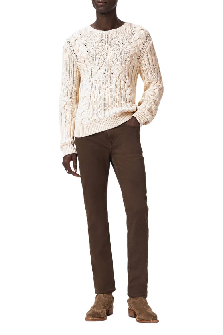 Dauphine Cabled Cotton Crewneck Sweater, Alternate, color, EGG SHELL