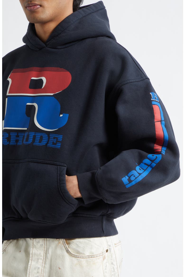Split Petrol Logo Graphic Hoodie, Alternate, color, VINTAGE BLACK/ RED/ BLUE