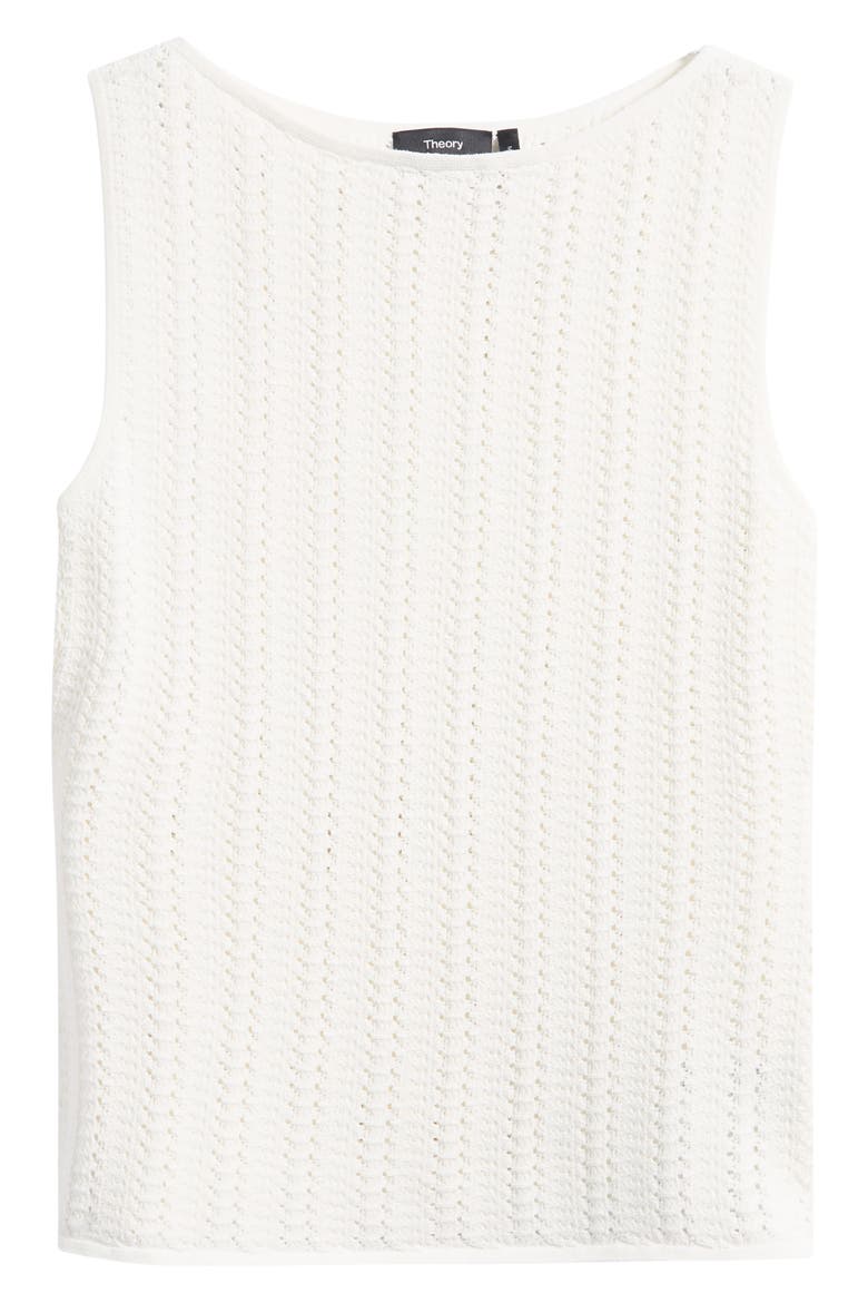 Pointelle Rib Knit Boat Neck Tank, Alternate, color, WHITE - 100