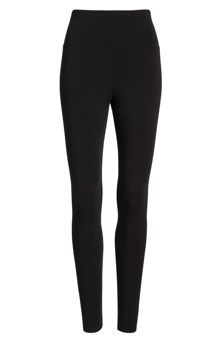 Eileen Fisher High Waist Ankle Leggings, Alternate, color, Black