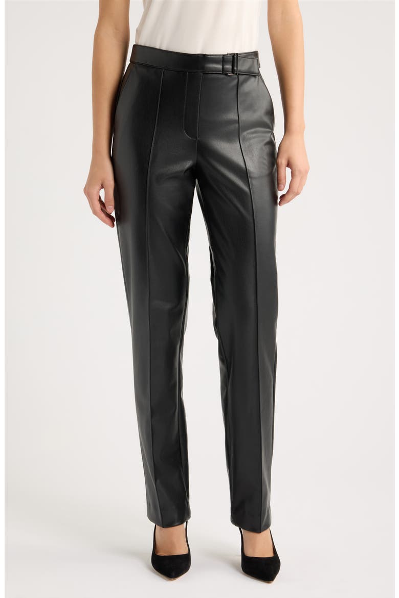 Faux Leather Straight Leg Pants, Main, color, ANNE BLACK