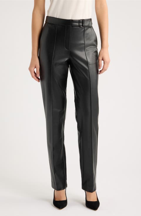 Faux Leather Straight Leg Pants