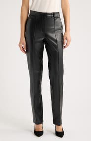 Anne Klein Faux Leather Straight Leg Pants