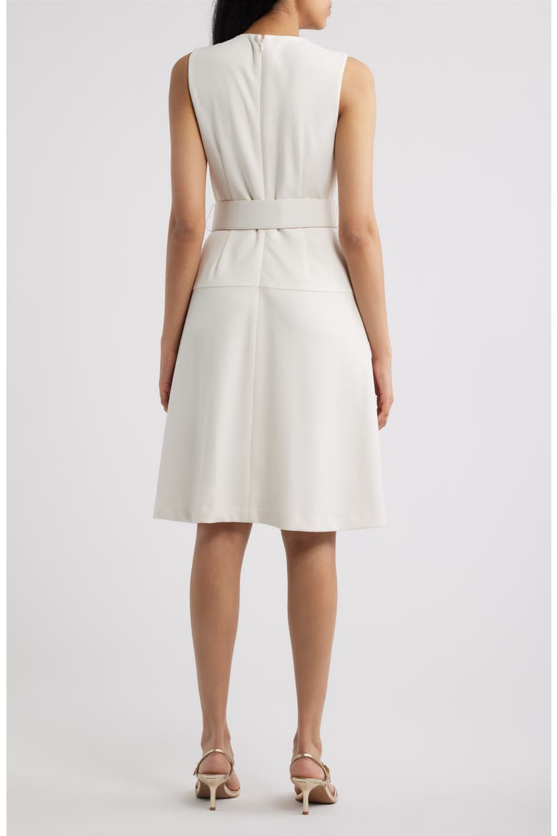 Belted Panel Jewel Neck Dress, Alternate, color, WHITE DOVE