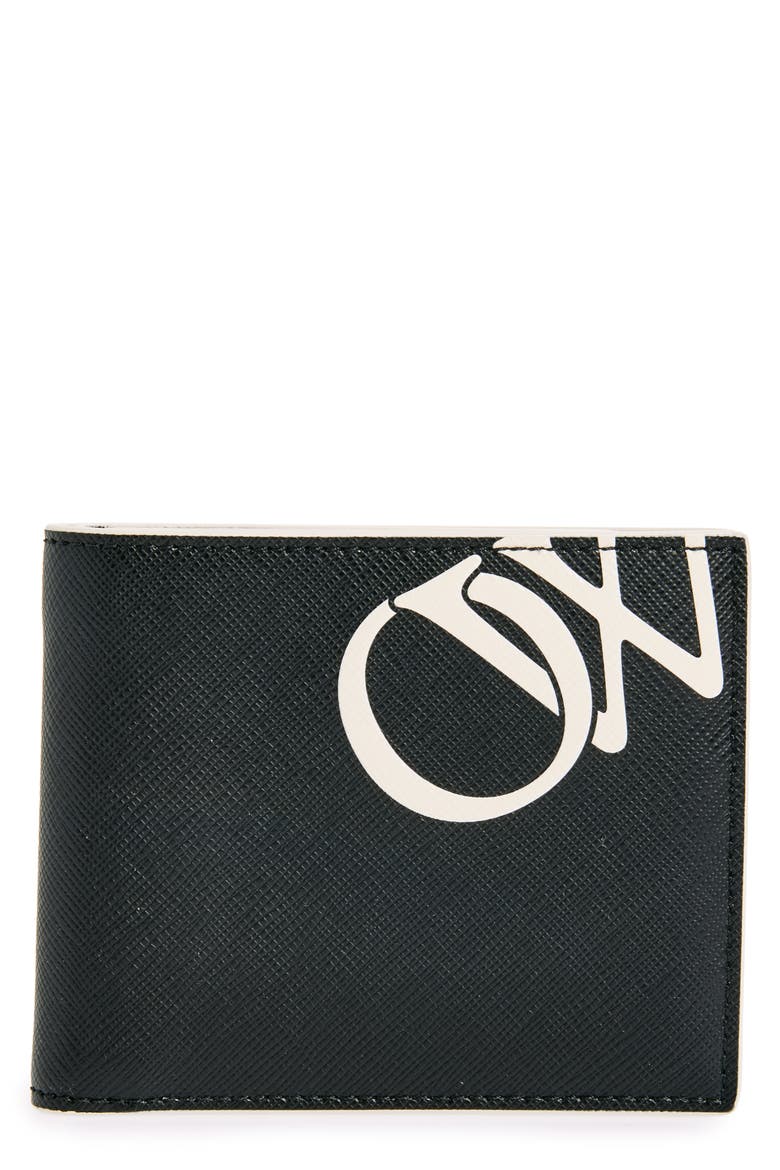 Logo Monogram Leather Bifold Wallet, Main, color, BLACK-WHITE
