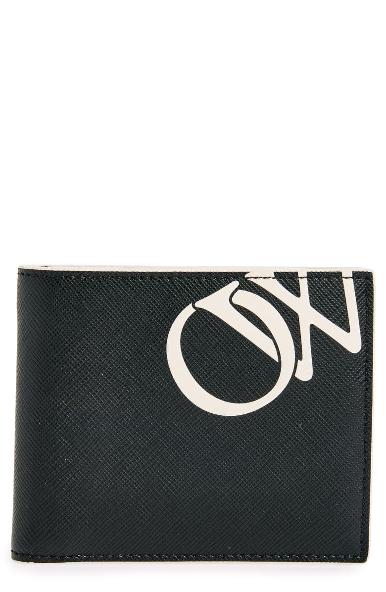 Off-White Logo Monogram Leather Bifold Wallet, Main, color, 