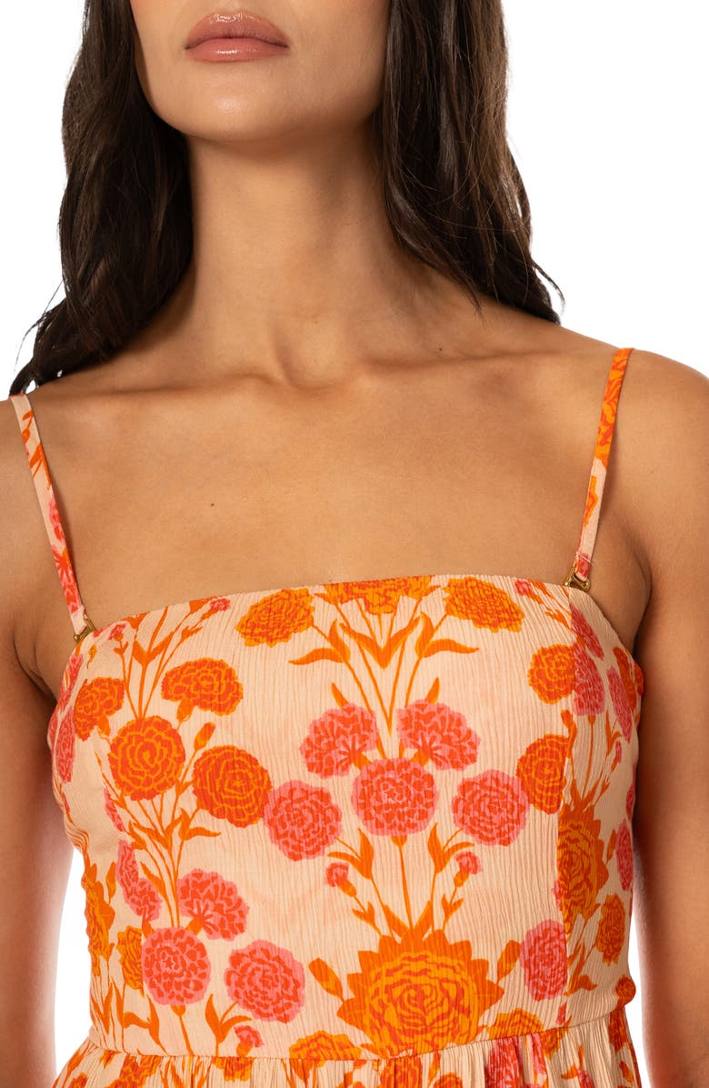 Maaji Petal Spell Primavera Lace-Up Back Maxi Cover-Up Sundress, Alternate, color, Open Pink