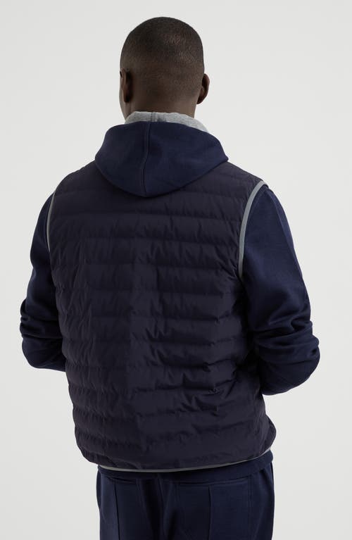 Brunello Cucinelli Nylon Down Vest In Navy Blue