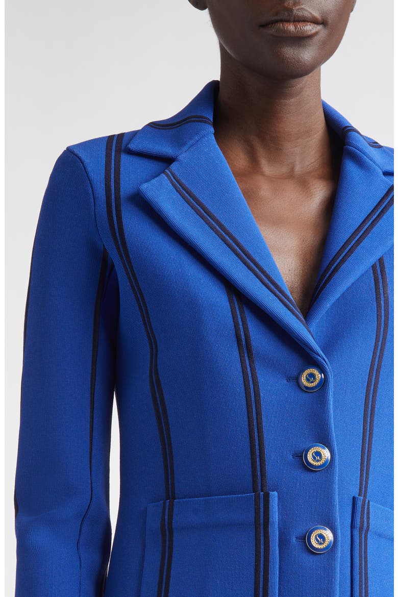 Carter Stripe Roma Crepe Knit Jacket, Alternate, color, COBALT/ MIDNIGHT
